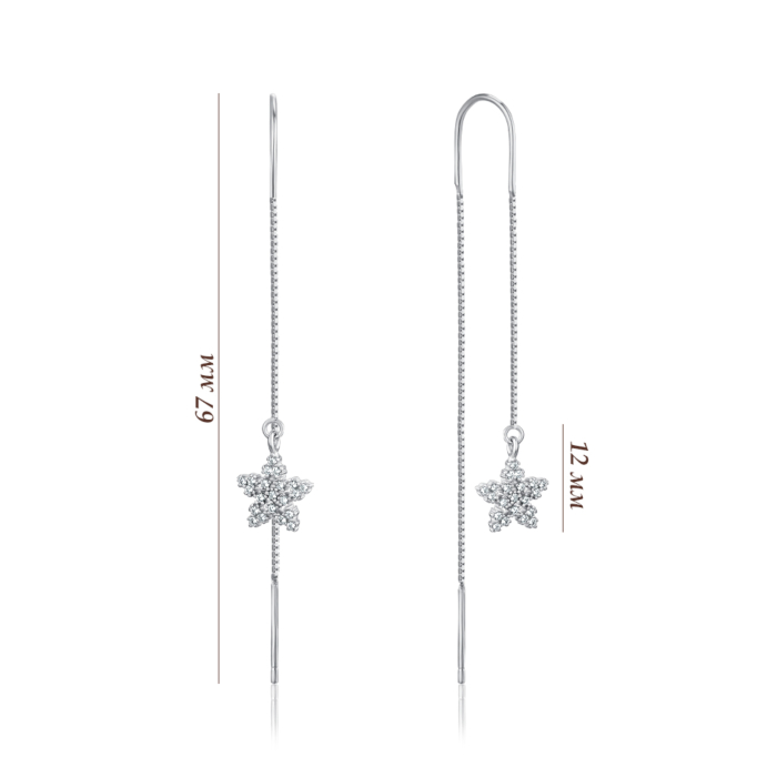 Срібні сережки-протяжки з фіанітами. Артикул SE00397-E/12/1