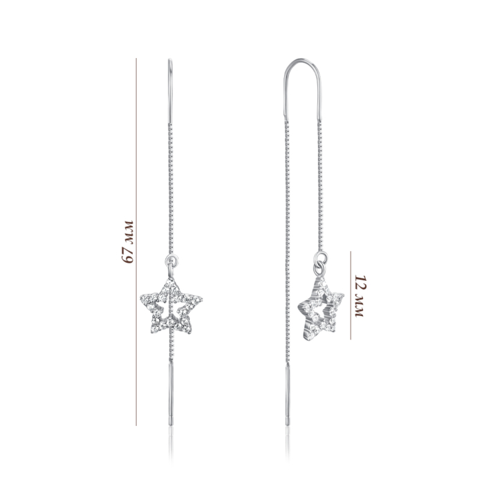 Серебряные серьги-протяжки с фианитами. Артикул SE00425-E/12/1