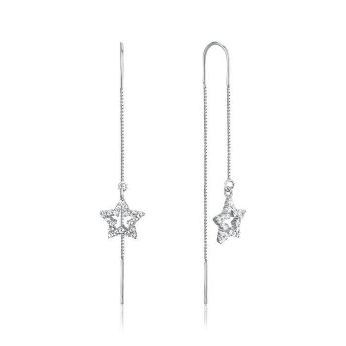 Серебряные серьги-протяжки с фианитами. Артикул SE00425-E/12/1