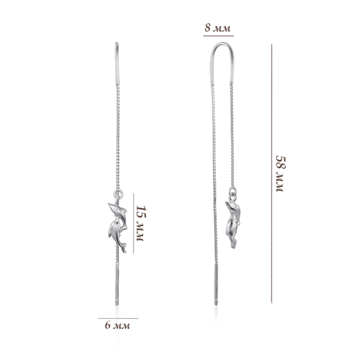 Срібні сережки з фіанітами. Артикул SE00427-E/12/1