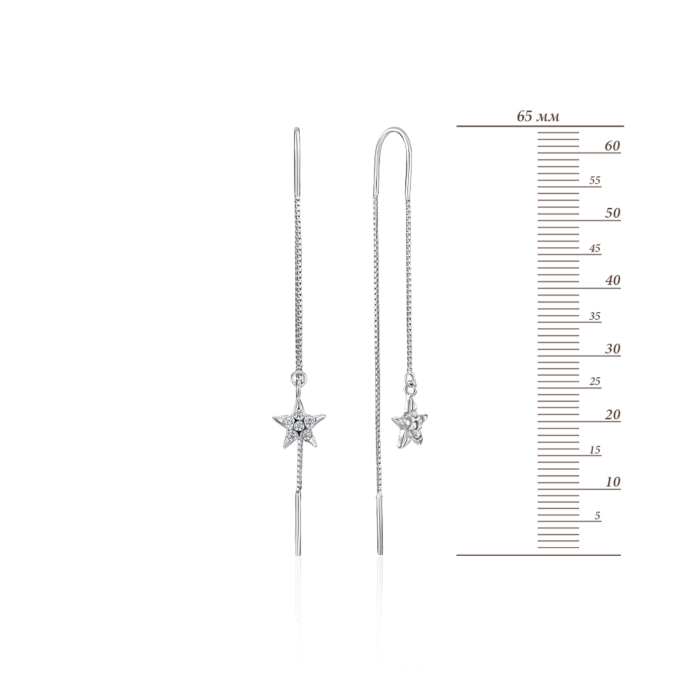 Серебряные серьги-протяжки с фианитами. Артикул SE00475-E/12/1