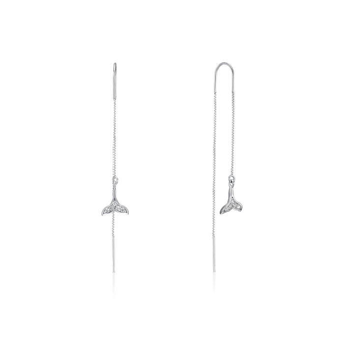 Срібні сережки-протяжки з фіанітами. Артикул SE00485-E/12/1