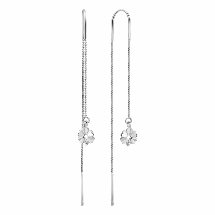 Срібні сережки-протяжки (продевки) з фіанітом. Артикул UG5SE00487