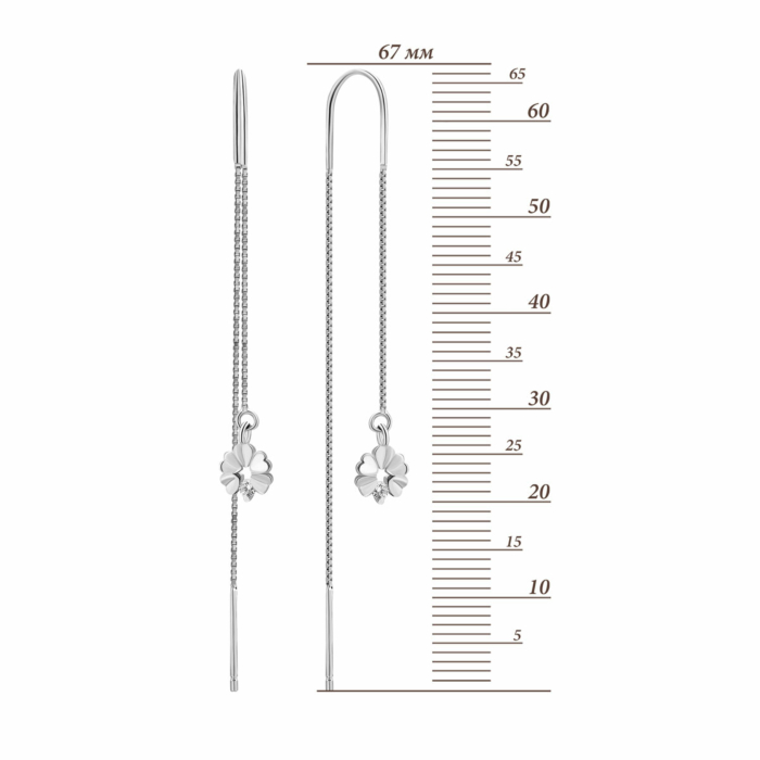 Срібні сережки-протяжки (продевки) з фіанітом. Артикул UG5SE00487