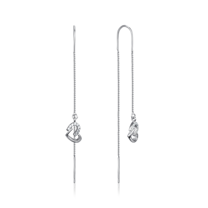 Срібні сережки-протяжки з фіанітами. Артикул SE00535-E/12/1