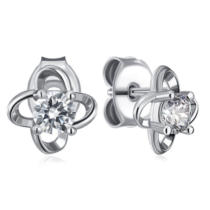 Срібні пусети з фіанітом. Артикул SE00646-E/12/1