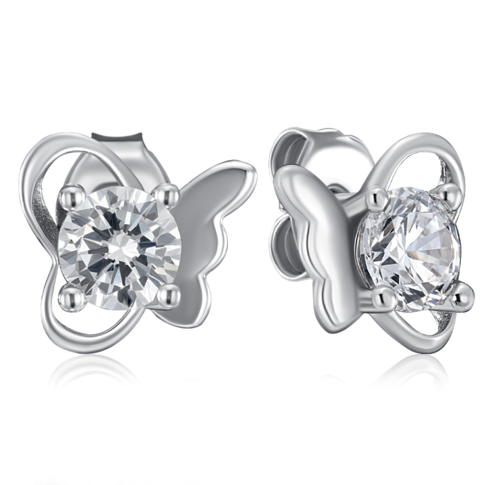 Срібні пусети з фіанітом. Артикул SE00647-E/12/1