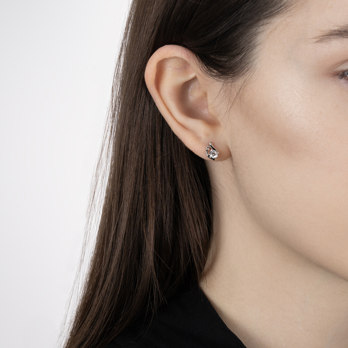 Серебряные пуссеты с фианитом. Артикул SE00648-E/12/1