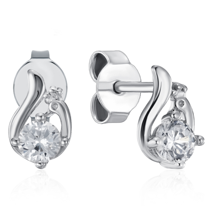 Серебряные пуссеты с фианитом. Артикул SE00648-E/12/1