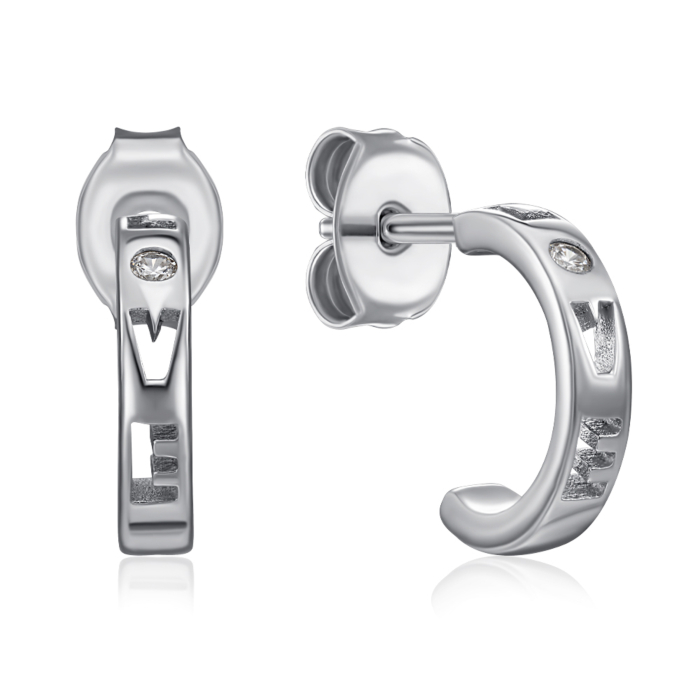 Срібні пусети з фіанітом. Артикул SE00661-E/12/1