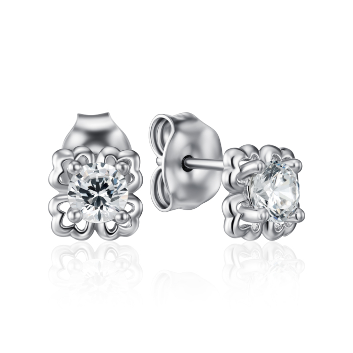 Срібні пусети з фіанітом. Артикул SE00675-E/12/1