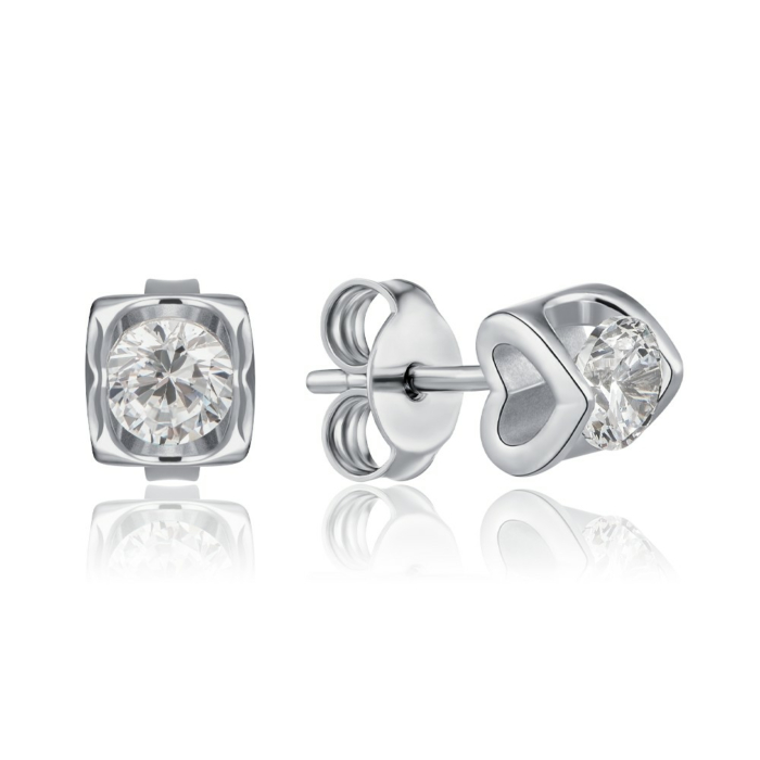 Срібні пусети з фіанітом. Артикул SE00687-E/12/1