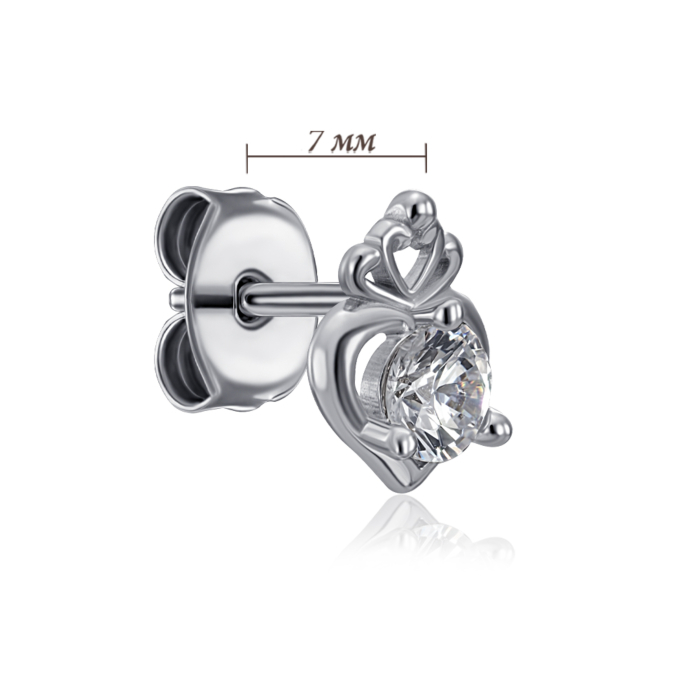 Серебряные пуссеты с фианитом. Артикул SE00704-E/12/1