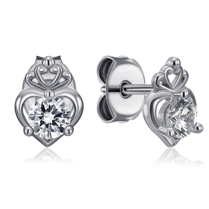 Серебряные пуссеты с фианитом. Артикул SE00704-E/12/1