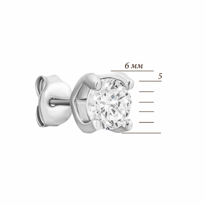 Серебряные пуссеты с фианитами. Артикул UG5SE00712