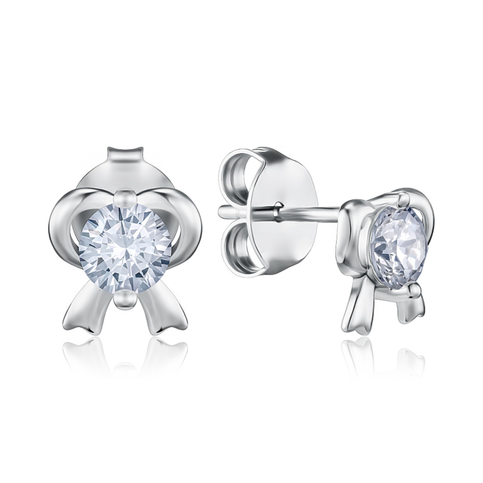 Срібні пусети з фіанітом. Артикул SE00722-E/12/1