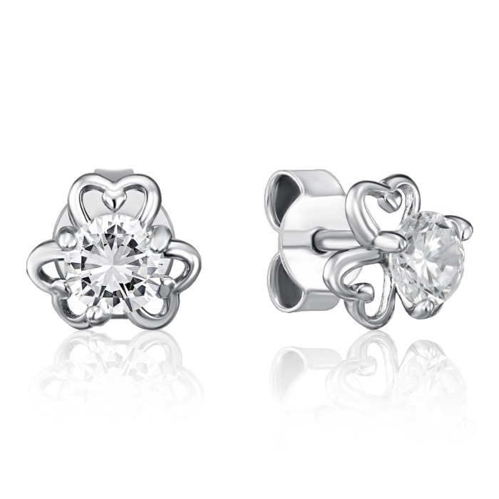 Срібні пусети з фіанітом. Артикул SE00769-E/12/1