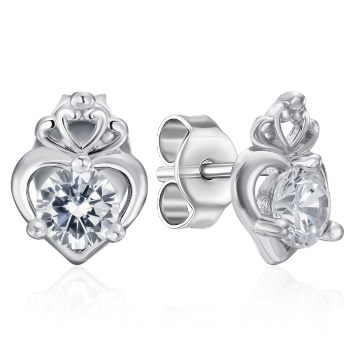 Срібні пусети з фіанітом. Артикул SE00771-E/12/1