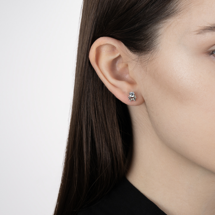 Серебряные пуссеты с фианитом. Артикул SE00806-E/12/1