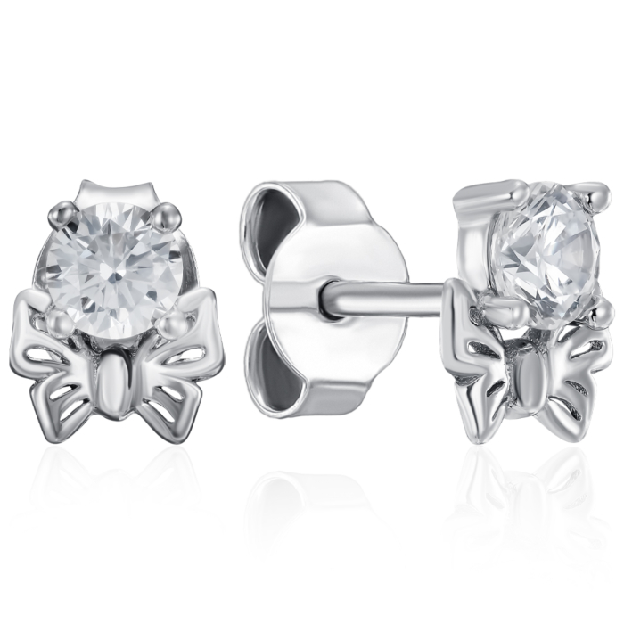 Серебряные пуссеты с фианитом. Артикул SE00806-E/12/1