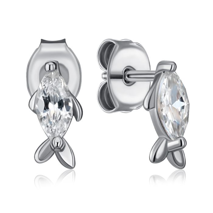 Серебряные пуссеты с фианитом. Артикул SE00818-E/12/1