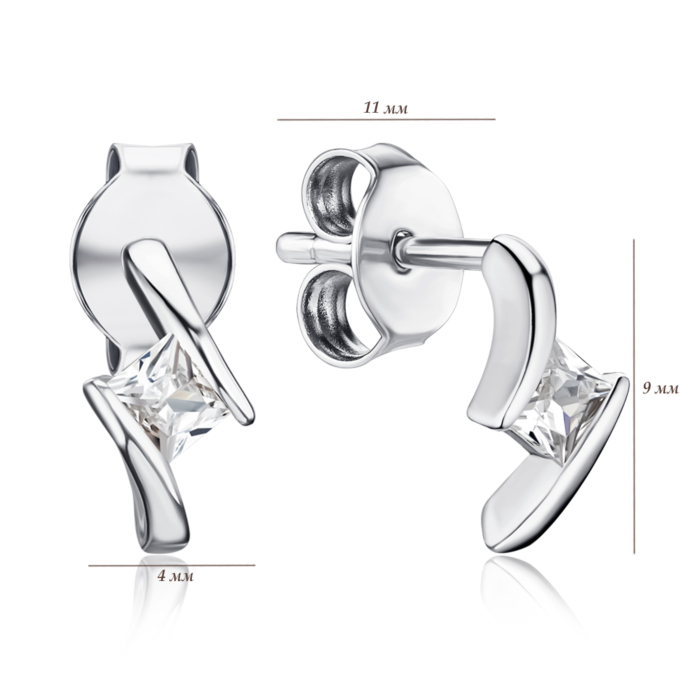 Серебряные серьги с фианитом SE00822-E/12/1