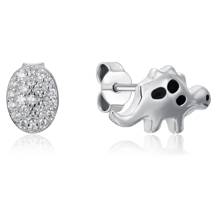 Серебряные пусеты с эмалью и фианитами. Артикул SE00984-E/12/627