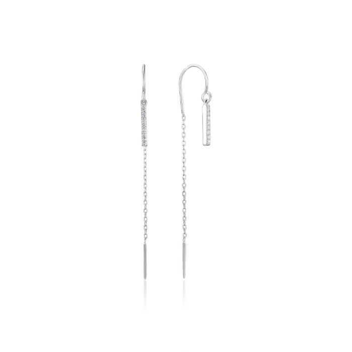 Срібні сережки-протяжки з фіанітами. Артикул SE01179-E/12/1