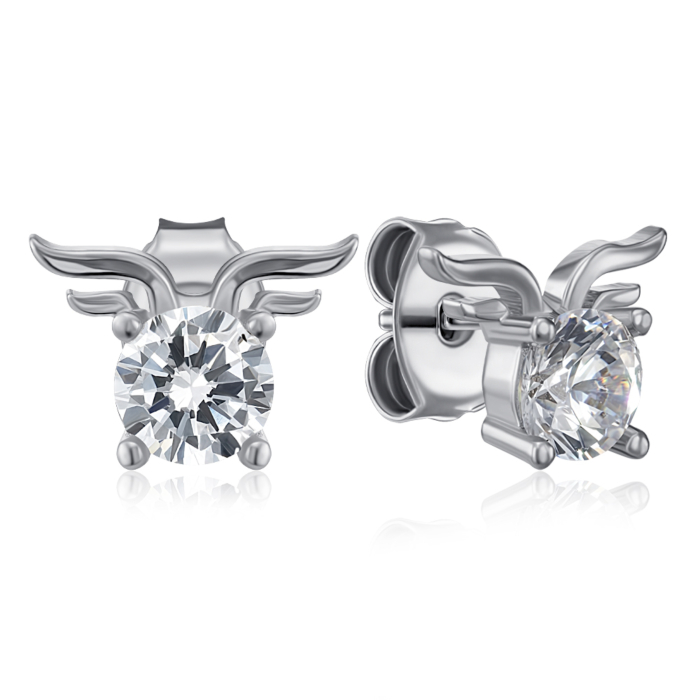 Серебряные пуссеты с фианитом. Артикул SE01397-E/12/1