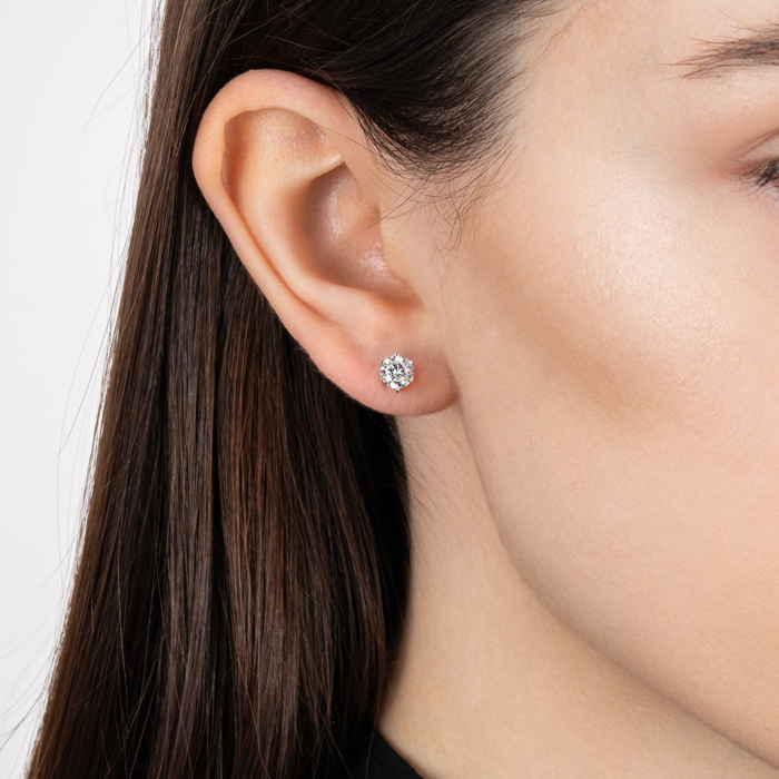 Серебряные пуссеты с фианитом. Артикул SE01401-E/12/1