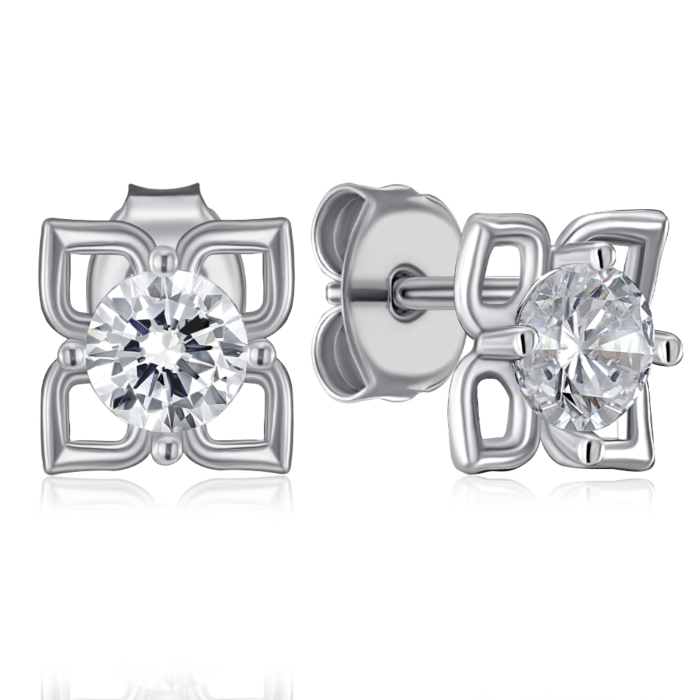 Срібні сережки з фіанітом. Артикул SE01405-E/12/1