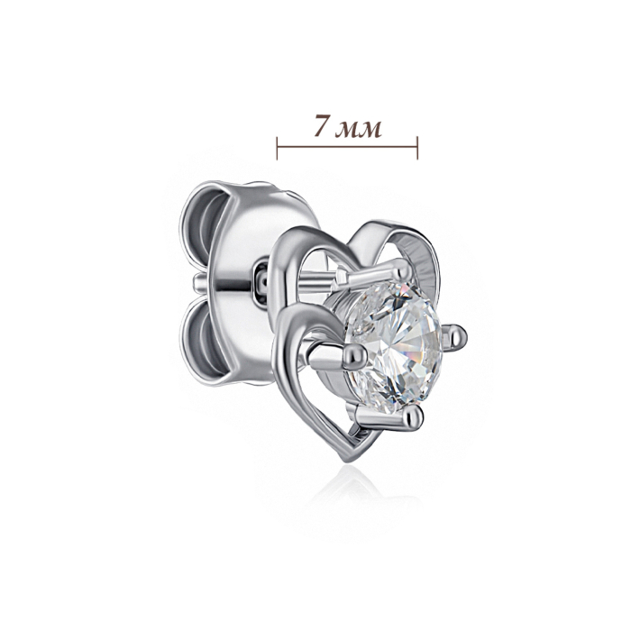 Серебряные пуссеты с фианитом. Артикул SE01407-E/12/1