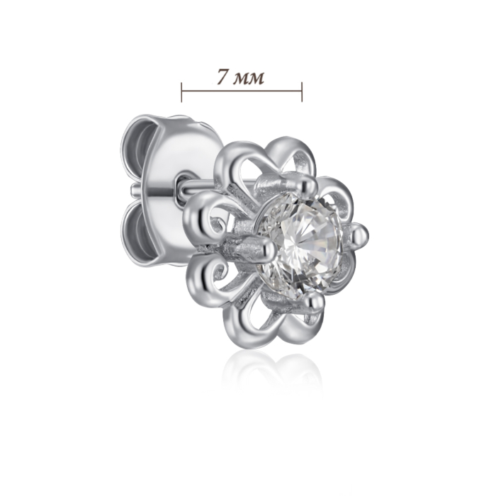 Серебряные пуссеты с фианитом. Артикул SE00273-E/12/1