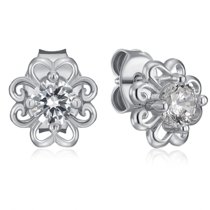 Серебряные пуссеты с фианитом. Артикул SE00273-E/12/1