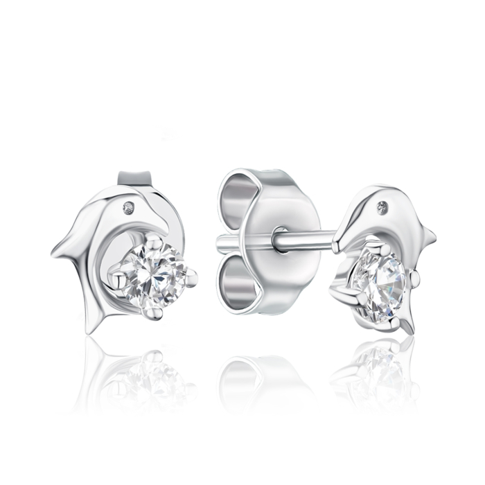 Серебряные серьги с фианитом SE01414-E/12/1