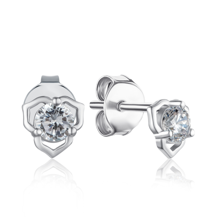 Серебряные пуссеты с фианитом. Артикул SE01425-E/12/1