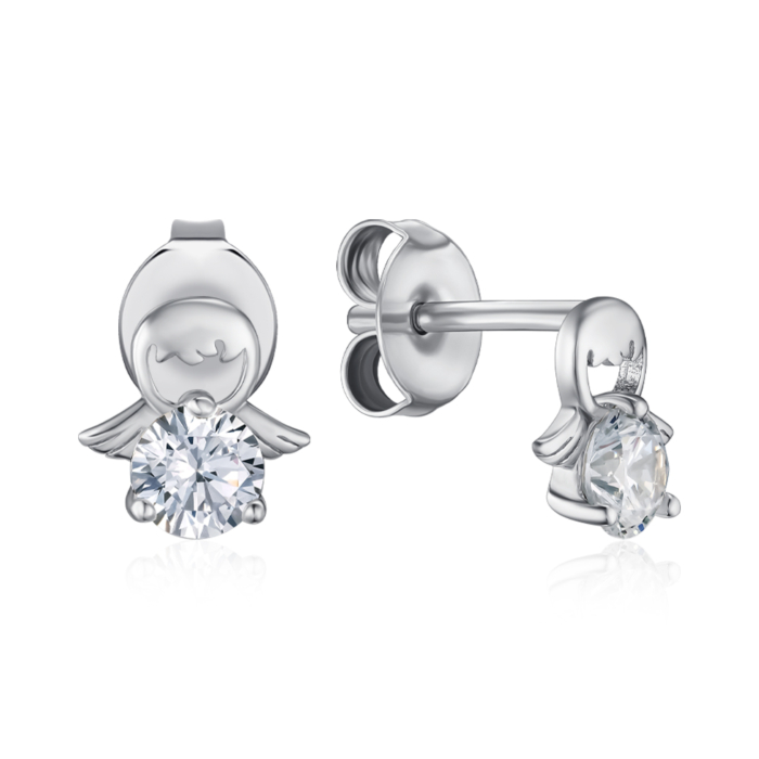 Серебряные пуссеты с фианитом. Артикул SE01434-E/12/1