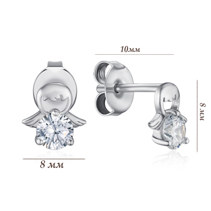 Серебряные пуссеты с фианитом. Артикул SE01434-E/12/1