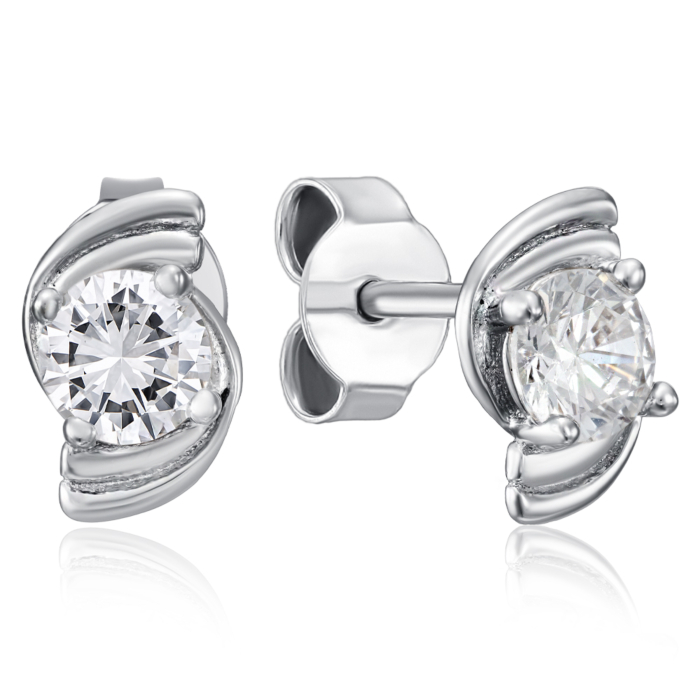 Срібні пусети з фіанітом. Артикул SE01441-E/12/1