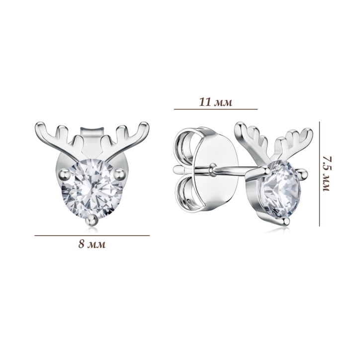 Серебряные серьги-пуссеты с фианитом SE01452-E/12/1