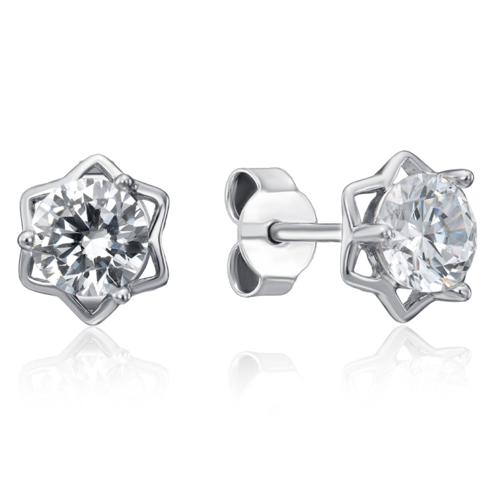 Срібні пусети з фіанітом. Артикул SE01454-E/12/1