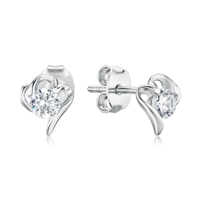 Срібні сережки-пусети з фіанітом SE01455-E/12/1