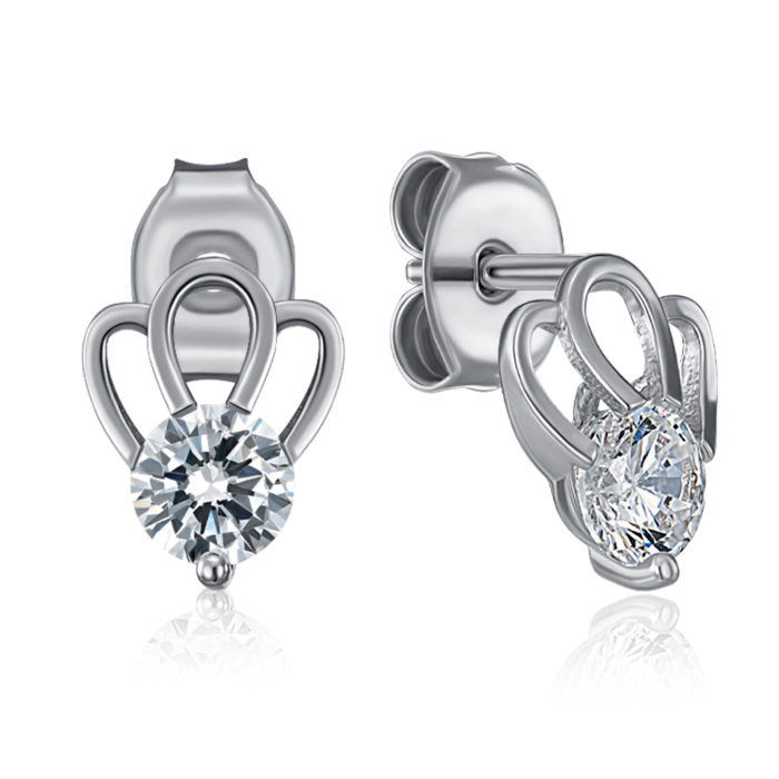 Серебряные пуссеты с фианитом. Артикул SE01467-E/12/1