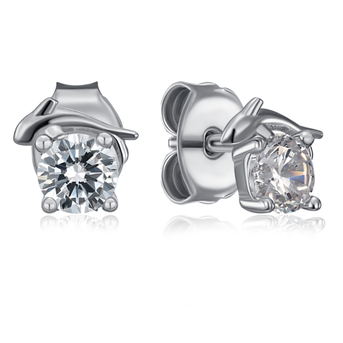 Срібні пусети з фіанітом. Артикул SE01476-E/12/1