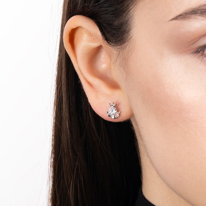 Срібні пусети з фіанітом. Артикул SE01492-E/12/1