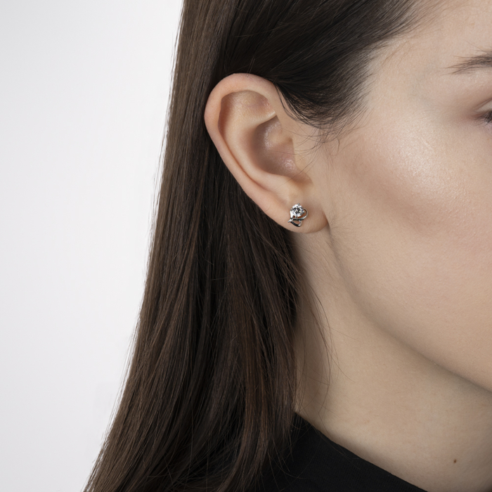 Серебряные пуссеты с фианитом. Артикул SE01493-E/12/1