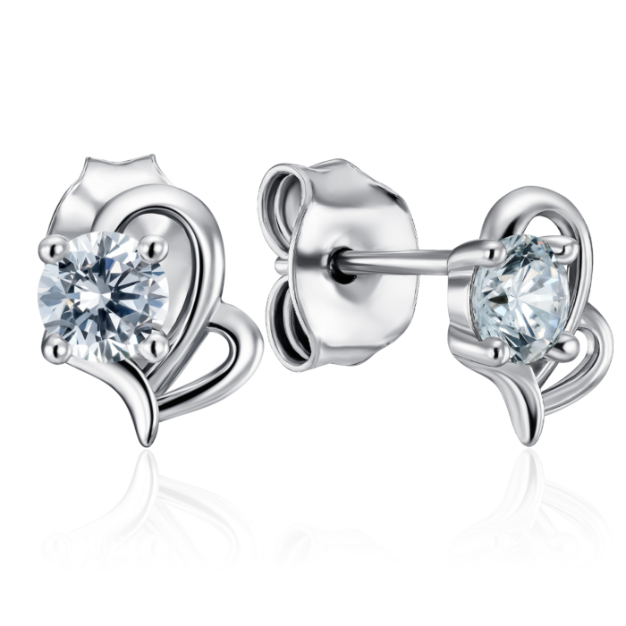 Серебряные пуссеты с фианитом. Артикул SE01493-E/12/1