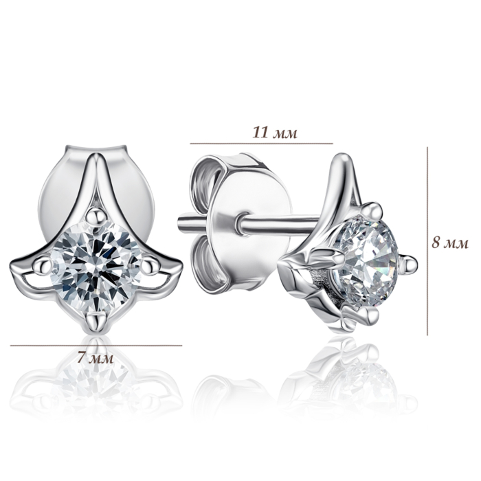 Срібні сережки з фіанітом. Артикул SE01494-E/12/1