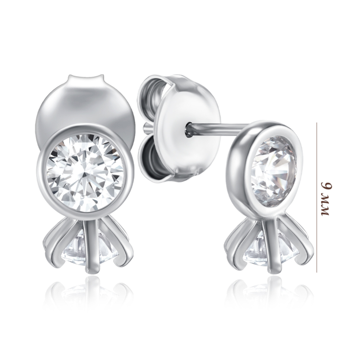 Срібні сережки з фіанітами. Артикул SE01495-E/12/1