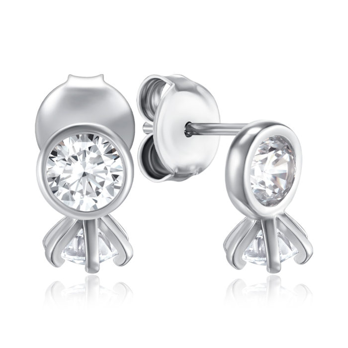 Срібні сережки з фіанітами. Артикул SE01495-E/12/1